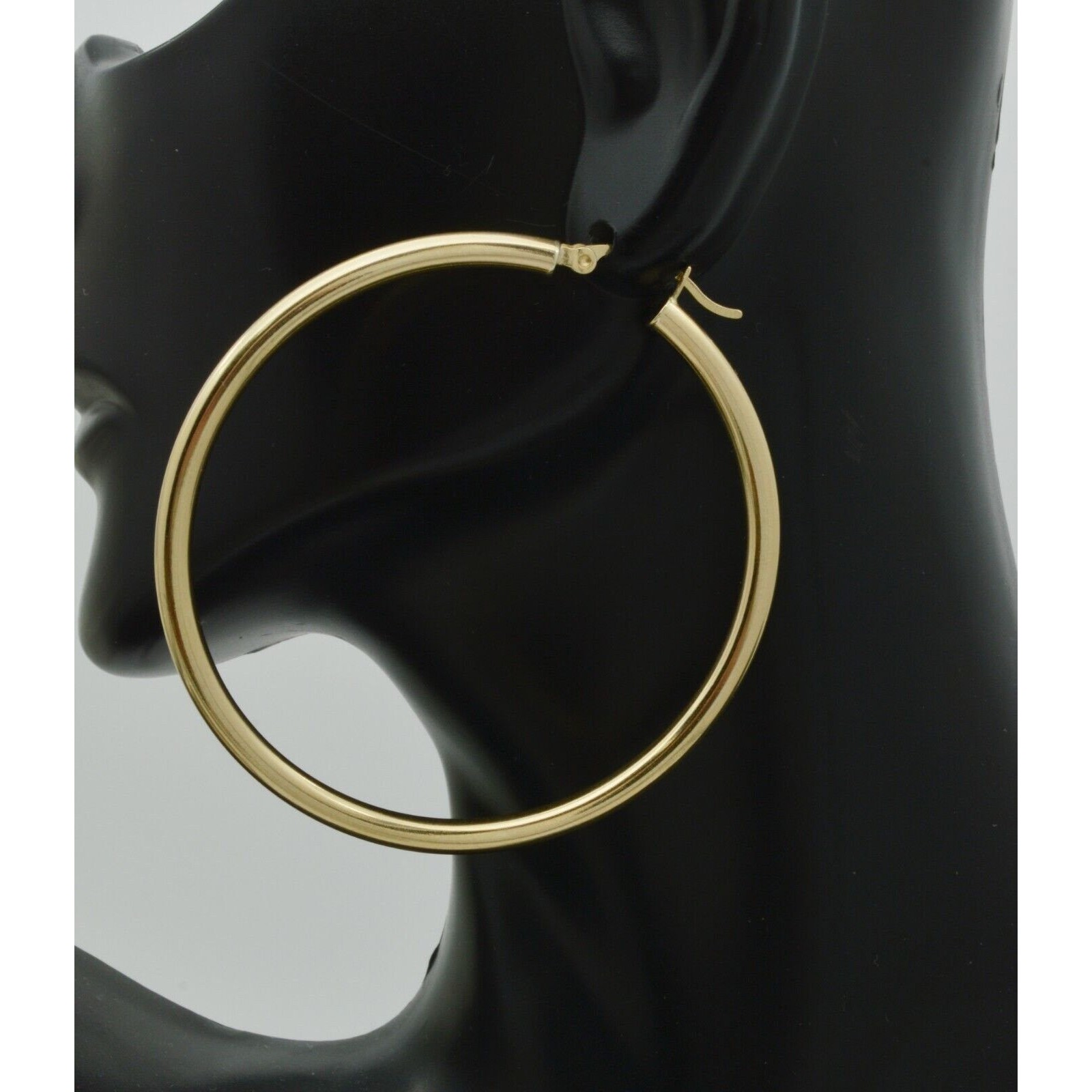 14k Solid Yellow Gold Big Large High Polished Hoop Earrings 50mm X 3mm 4gr